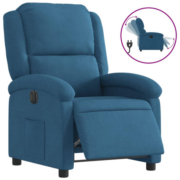 vidaXL Fauteuil elektrisch verstelbaar fluweel blauw