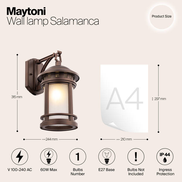 Maytoni Outdoor - Wandlamp Salamanca - Bruin