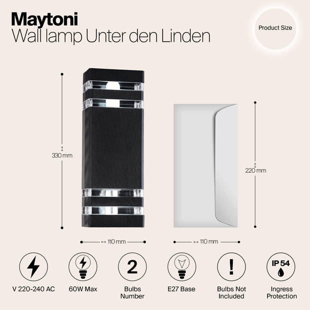 Maytoni Outdoor - Wandlamp Unter den Linden - Zwart