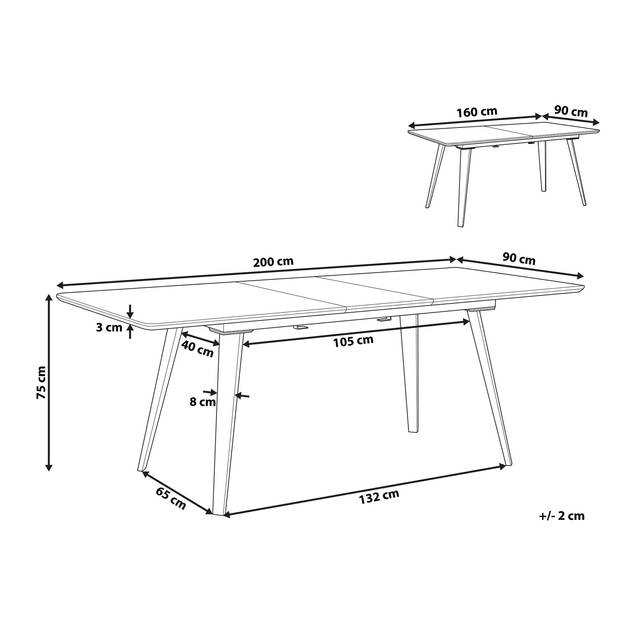 Beliani IRVINGTON - Eettafel-Zwart-MDF