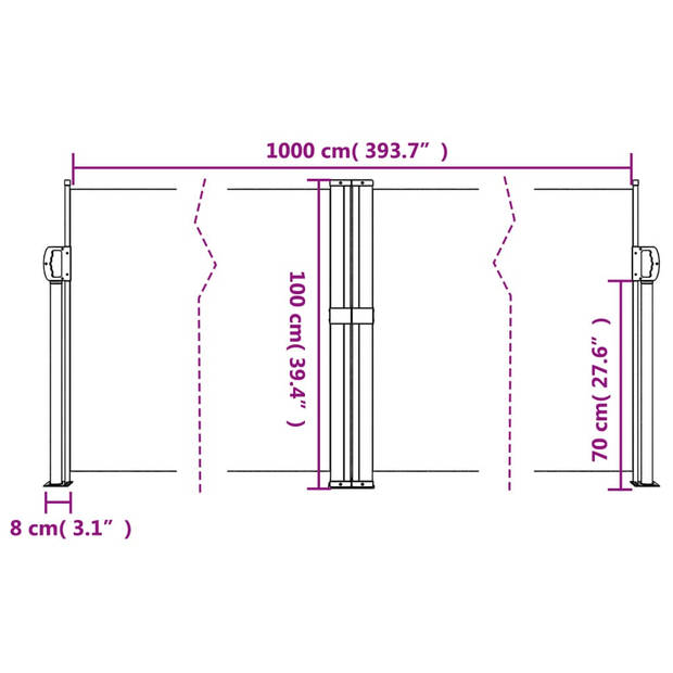 vidaXL Windscherm uittrekbaar 100x1000 cm antraciet