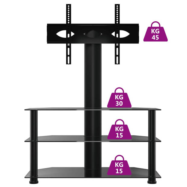 vidaXL Tv-standaard hoek 3-laags voor 32-70 inch zwart