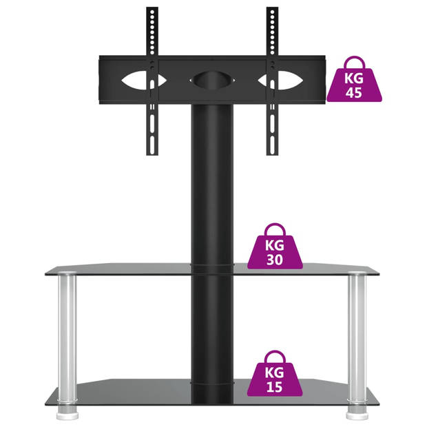 vidaXL Tv-standaard hoek 2-laags voor 32-70 inch zwart en zilverkleur