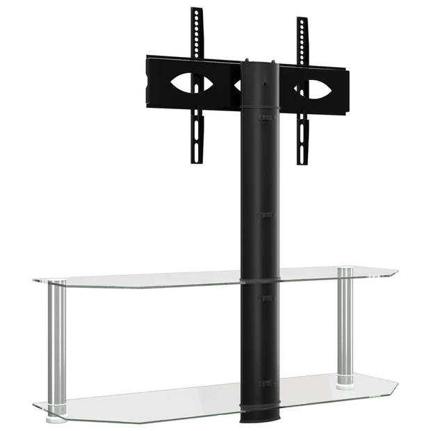 vidaXL Tv-standaard hoek 2-laags voor 32-70 inch zwart en zilverkleur