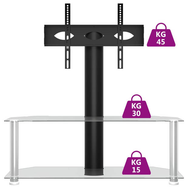 vidaXL Tv-standaard hoek 2-laags voor 32-70 inch zwart en zilverkleur