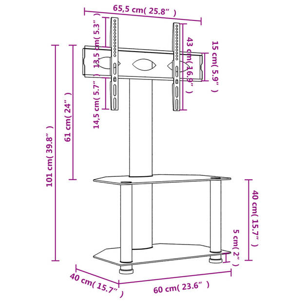 vidaXL Tv-standaard hoek 2-laags voor 32-70 inch zwart