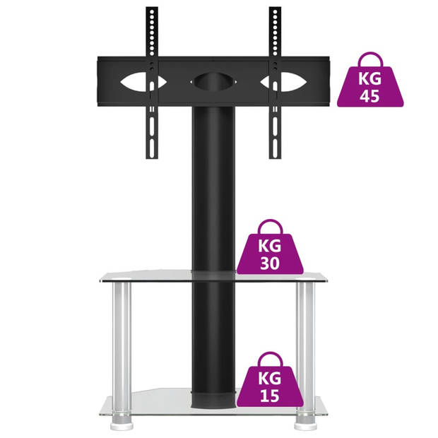 vidaXL Tv-standaard hoek 2-laags voor 32-70 inch zwart en zilverkleur