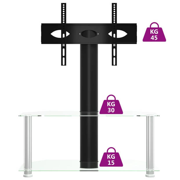 vidaXL Tv-standaard hoek 2-laags voor 32-70 inch zwart en zilverkleur