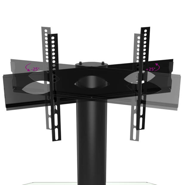 vidaXL Tv-standaard hoek 2-laags voor 32-70 inch zwart en zilverkleur