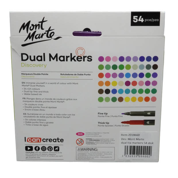 Mont Marte® set fijn-dik Duo Markers 54 stuks