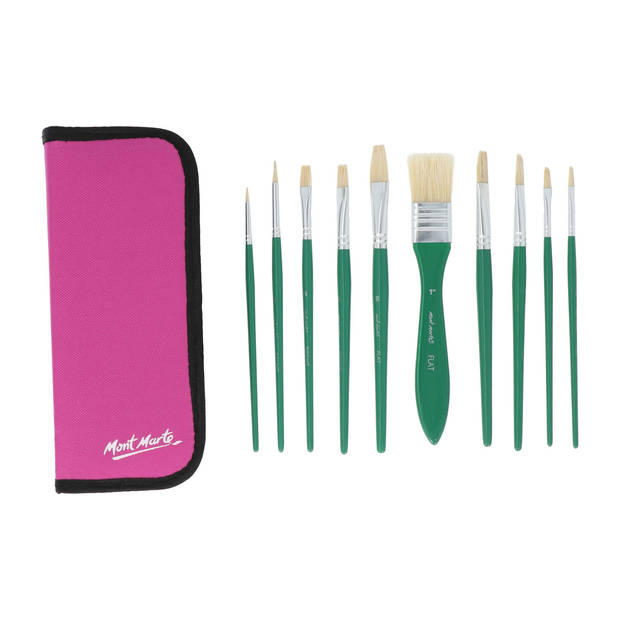 Mont Marte® set Olieverf Penselenset in etui - Varkenshaar - 11 delig