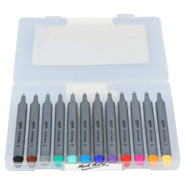 Mont Marte® set van 12 kleuren mini fineliners - 0,4mm punt