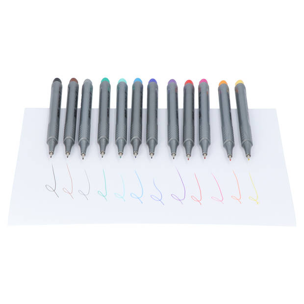 Mont Marte® set van 12 kleuren mini fineliners - 0,4mm punt