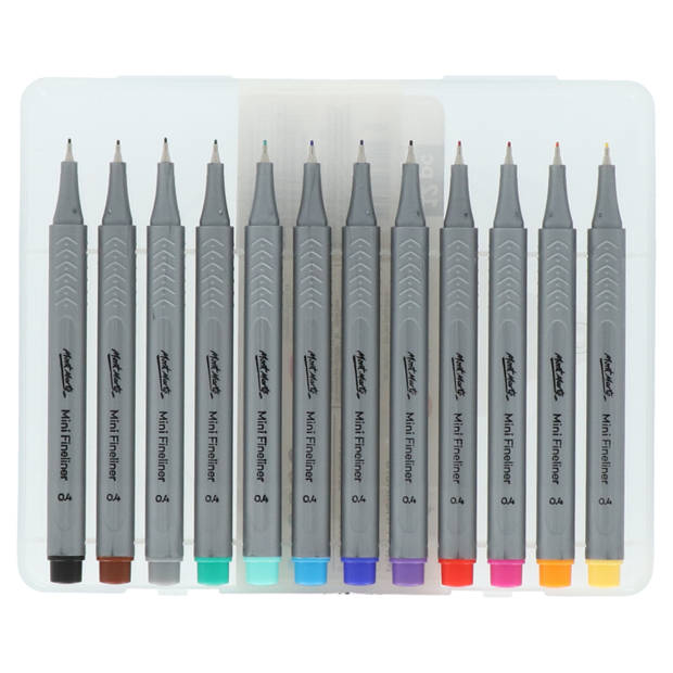 Mont Marte® set van 12 kleuren mini fineliners - 0,4mm punt