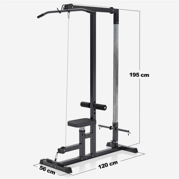 Gorilla Sports Lat Pulley Station - incl. kabels - Kracht station - Lat station - Zwart