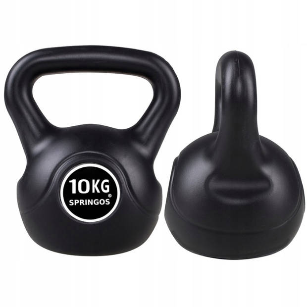 Springos Kettlebell Zwart 10 kg