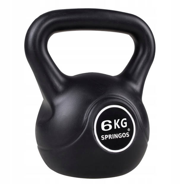 Springos Kettlebell Zwart 6 kg