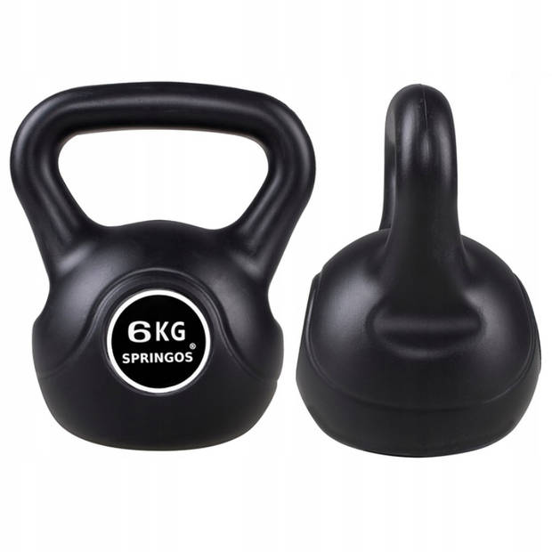 Springos Kettlebell Zwart 6 kg