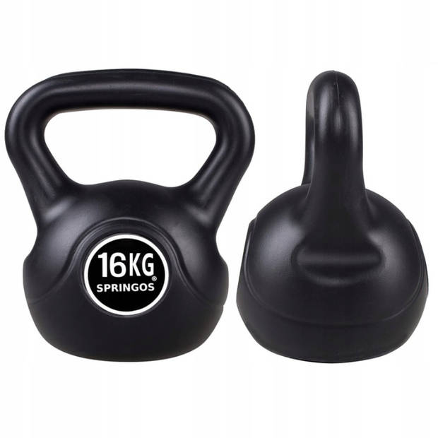 Springos Kettlebell Zwart 16 kg