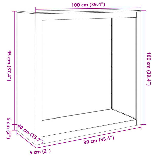 vidaXL Haardhoutrek 100x40x100 cm roestvrij staal