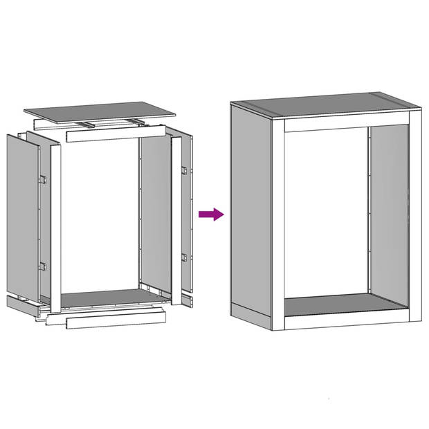 vidaXL Haardhoutrek 60x40x80 cm staal wit