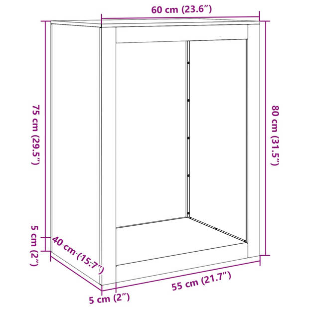 vidaXL Haardhoutrek 60x40x80 cm staal groen