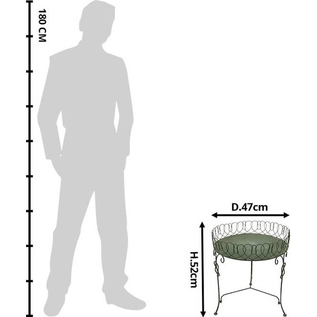 HAES DECO - Plantentafeltje Ø 47x52 cm Grijs Groen Metaal - HS6Y4722