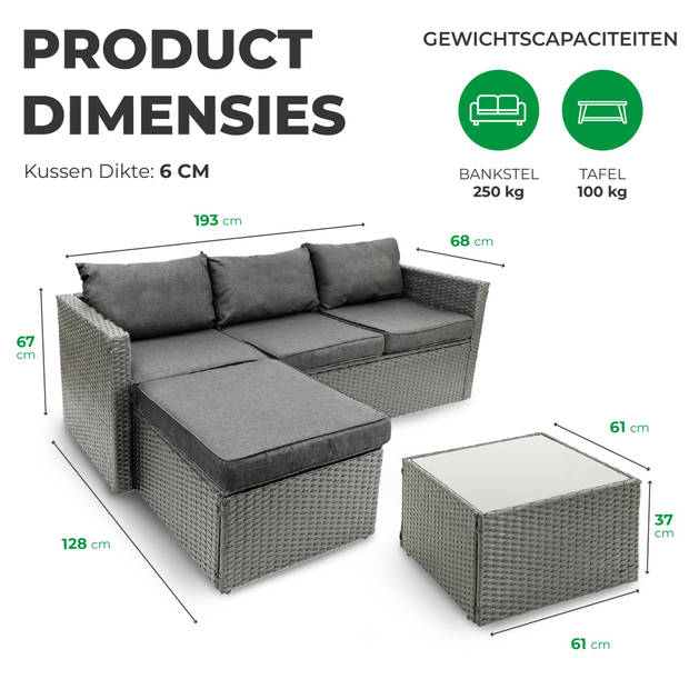 MaxxGarden Loungeset – Rattan Hoekset 4 persoon