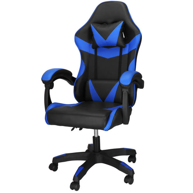 Springos Gamestoel - Gaming Stoel - Ergonomische Bureaustoel - Game stoel - Verstelbaar - Gaming Chair - Blauw/Zwart