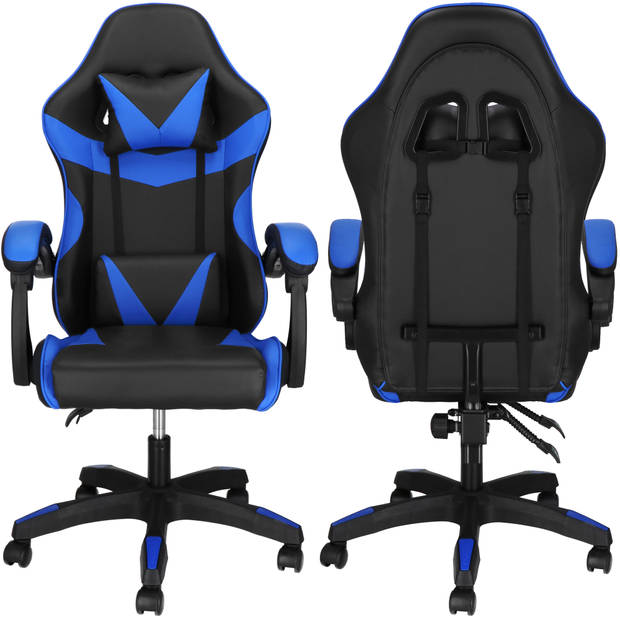 Springos Gamestoel - Gaming Stoel - Ergonomische Bureaustoel - Game stoel - Verstelbaar - Gaming Chair - Blauw/Zwart