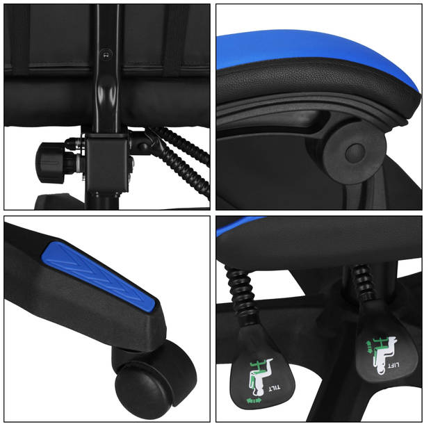 Springos Gamestoel - Gaming Stoel - Ergonomische Bureaustoel - Game stoel - Verstelbaar - Gaming Chair - Blauw/Zwart