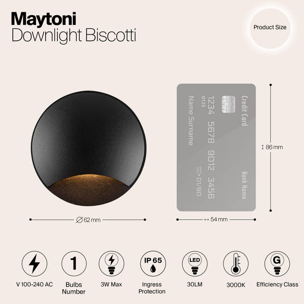 Maytoni Outdoor - Inbouwspot Biscotti - Zwart - Ø6,2