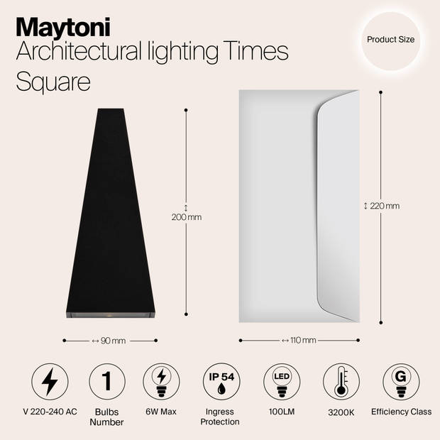 Maytoni Outdoor - Architecturale verlichting Times Square - Zwart