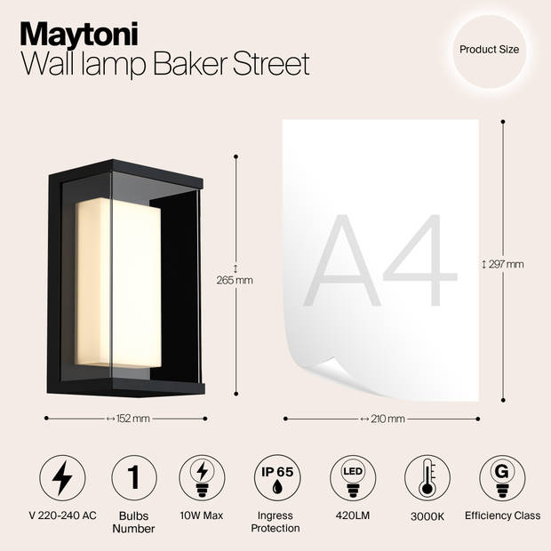 Maytoni Outdoor - Wandlamp Baker Street - Zwart