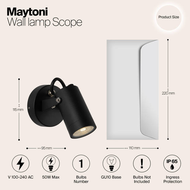 Maytoni Outdoor - Wandlamp Scope - Zwart - Ø5,5