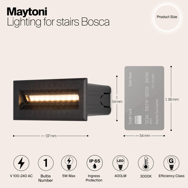 Maytoni Outdoor - Verlichting voor trappen Bosca - Zwart