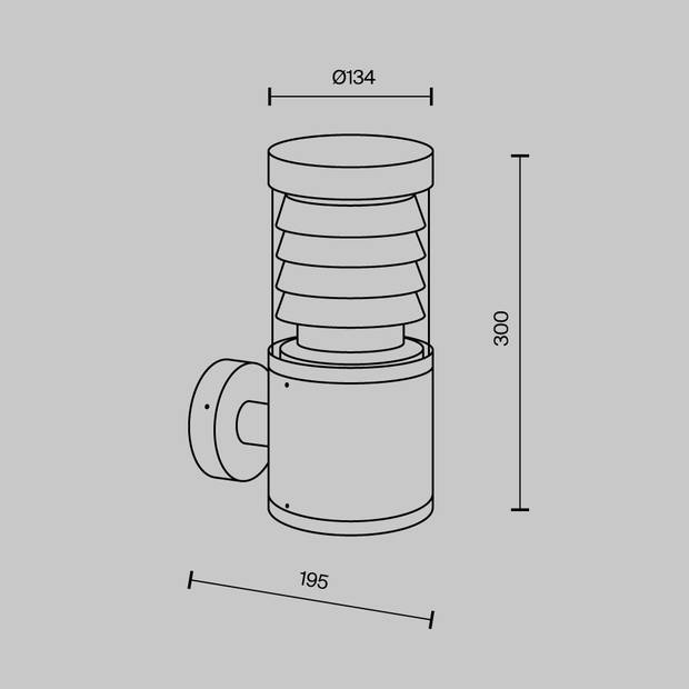 Maytoni Outdoor - Wandlamp Spir - Grafiet - Ø13,4