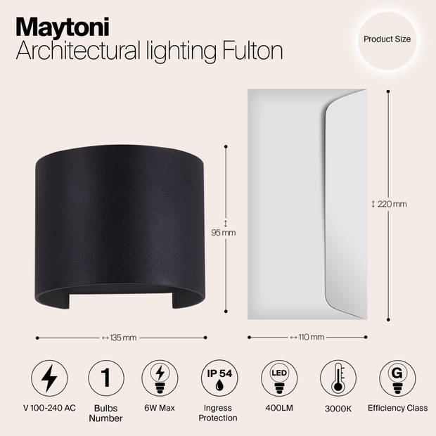 Maytoni Outdoor - Architecturale verlichting Fulton - Zwart