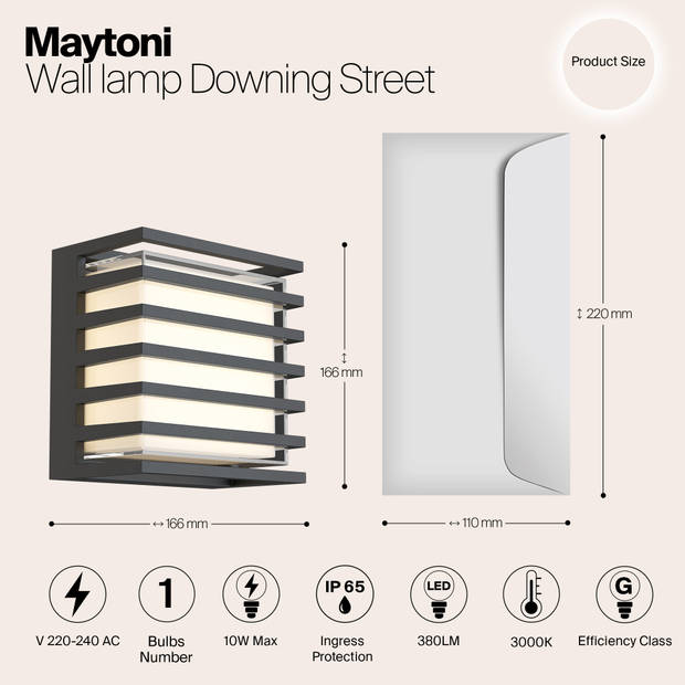 Maytoni Outdoor - Wandlamp Downing Street - Zwart