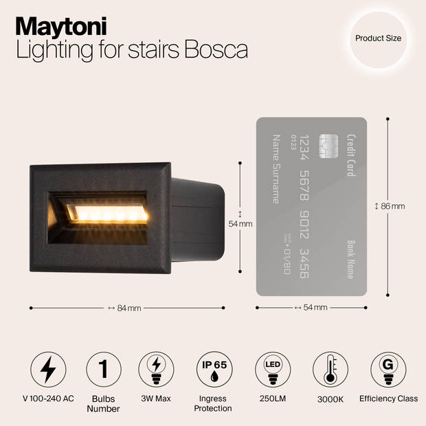 Maytoni Outdoor - Verlichting voor trappen Bosca - Zwart