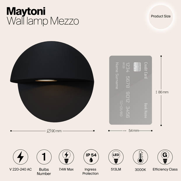 Maytoni Outdoor - Wandlamp Mezzo - Zwart