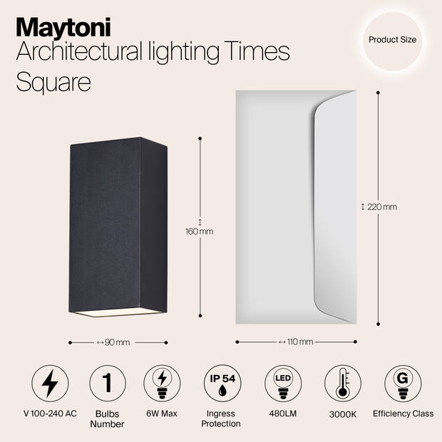 Maytoni Outdoor - Architecturale verlichting Times Square - Zwart