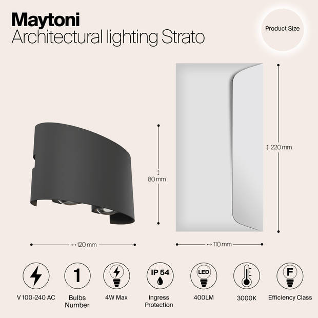 Maytoni Outdoor - Architecturale verlichting Strato - Grijs