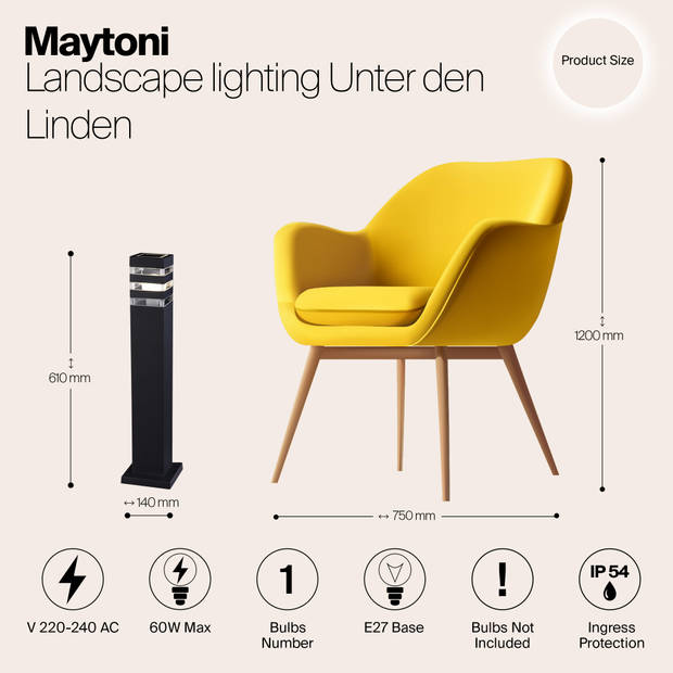 Maytoni Outdoor - Landschapsverlichting Unter den Linden - Zwart