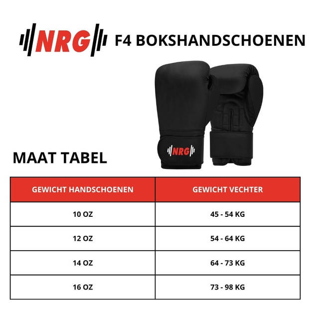 NRG fitness Bokshandschoenen Sparring Kunstleer 16 oz