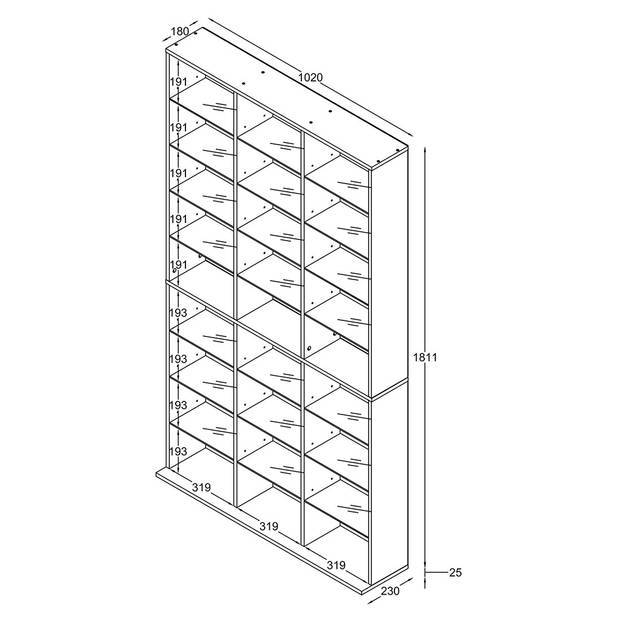 ZilasXL wandkast 27 planken antraciet.