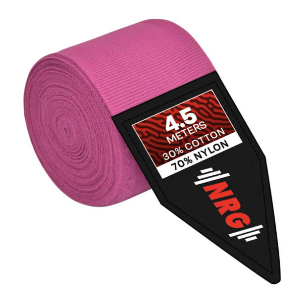 NRG fitness Boks Bandage - Hand Wraps - 4.5 meter Rood