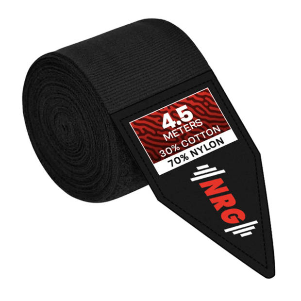 NRG fitness Boks Bandage - Hand Wraps - 4.5 meter Geel