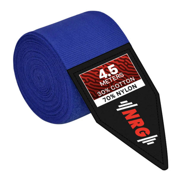 NRG fitness Boks Bandage - Hand Wraps - 4.5 meter Zwart