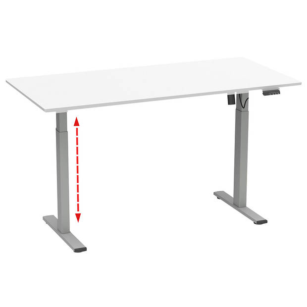 LonaE bureau elektrische hef- en daalfunctie 140x50x71-120cm wit, zilverkleurig.